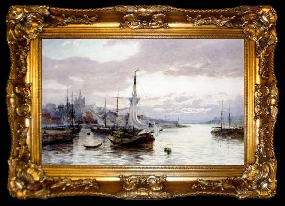 framed  unknow artist Seascape, boats, ships and warships. 17, ta009-2